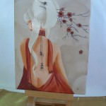 Geisha sur Plaque Porcelaine . 302 x 212
