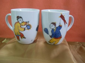 Chinoiseries sur un duo de Mazagran 110 x 90