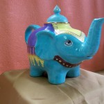 Théière éléphant turquoise et dorée à l'or fin . 230 x 160